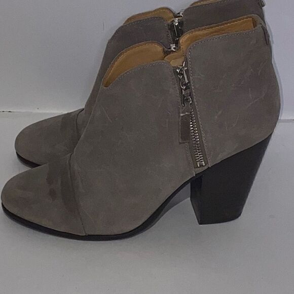 Rag & Bone Women's Margot Gray Suede Double Zip Block Heeled Ankle Boots Sz 39/8 - Picture 6 of 11